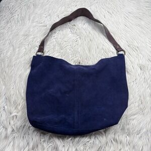 Vintage Y2K Old Navy Slouchy Suede Shoulder Bag Boho Pirate Hobo Blue Brown